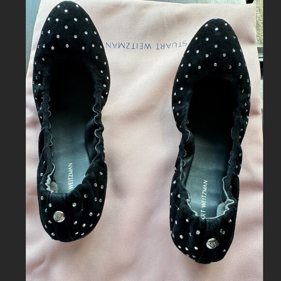 Stuart Weitzman - Bling Crystal Embellished Suede Ballet Flats -- Size 6 - Picture 4 of 7